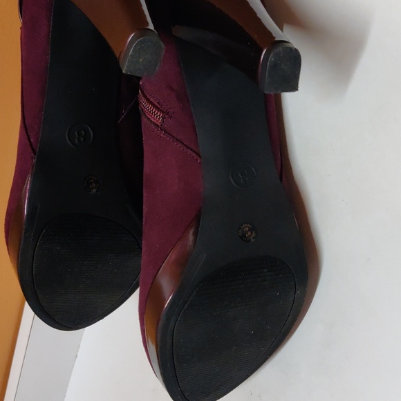 Ladies Beautiful Burgundy Suede Ankle Boots by East 5th - Picture 8 of 10